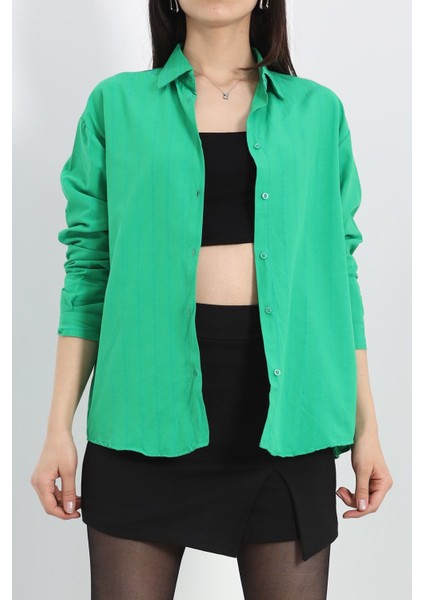 Oversize Terikoton Gömlek Yeşil - 20369.1874. fiyatları
