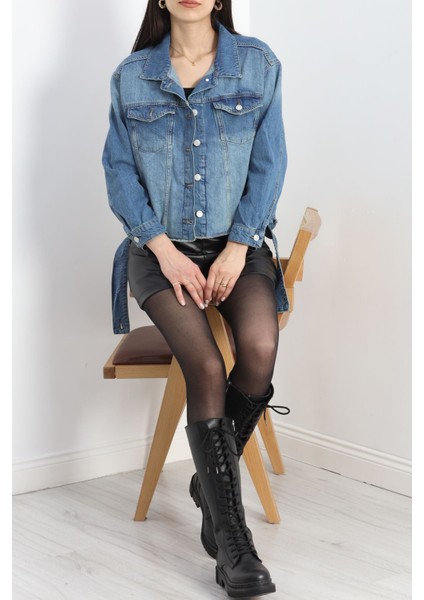 Kuşak Detay Oversize Kot Ceket Mavi - 4897.1900. fırsatları