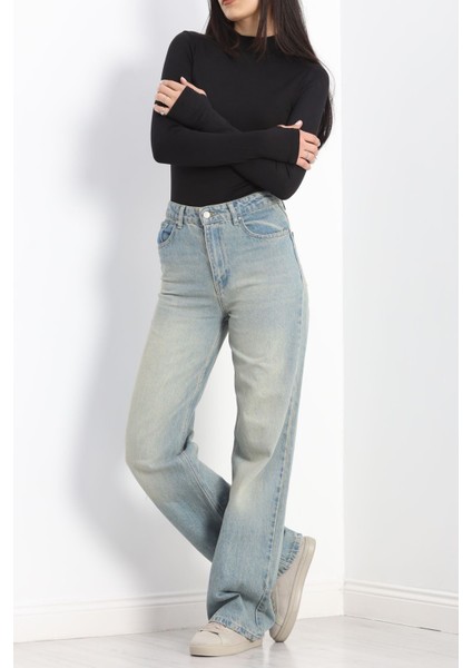 Yarım Balıkçı Uzun Kolu Parmak Geçmeli Bluz Siyah - 21756.200. fırsatları