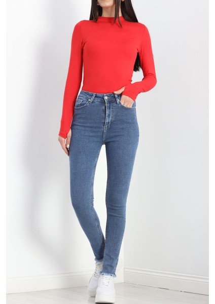 Dar Paça Püsküllü Kot Pantolon Açıkmavi - 19493.1900. modelleri