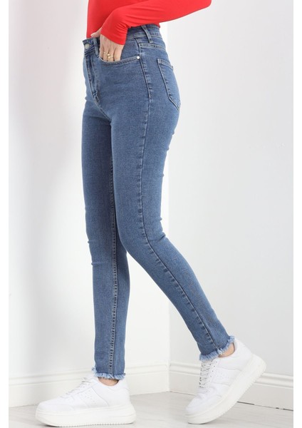 Dar Paça Püsküllü Kot Pantolon Açıkmavi - 19493.1900. fırsatları