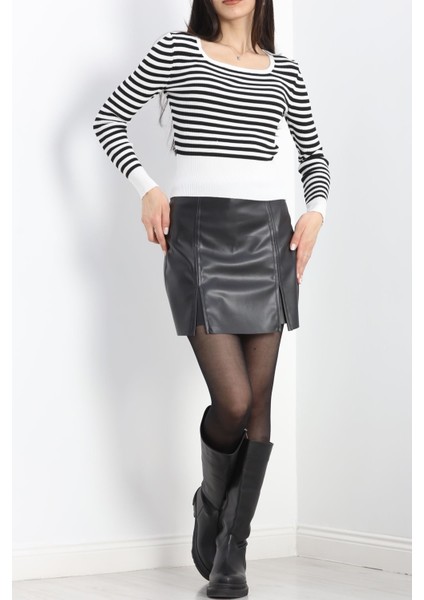 Kare Yaka Çizgili Triko Body Beyazsiyah - 1118.1247. indirimleri