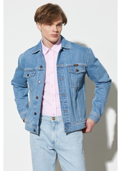 Trucker Regular Fit Normal Kesim %100 Pamuk Açık Mavi Jean Kot Ceket