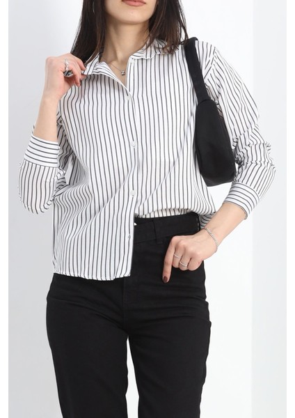 Çizgili Gömlek Beyazsiyah - 19335.1874.