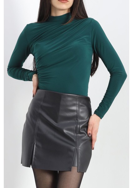 Drape Detaylı Bluz Zümrüt - 20552.1595. modelleri