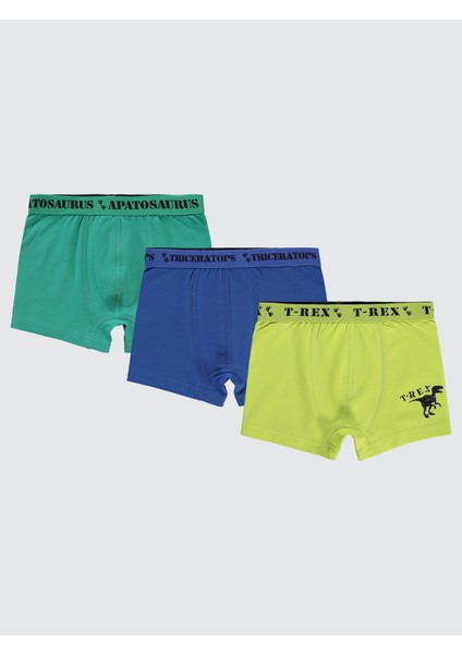 Erkek Çocuk 3'lü Boxer Set 2-10 Yaş Yeşil