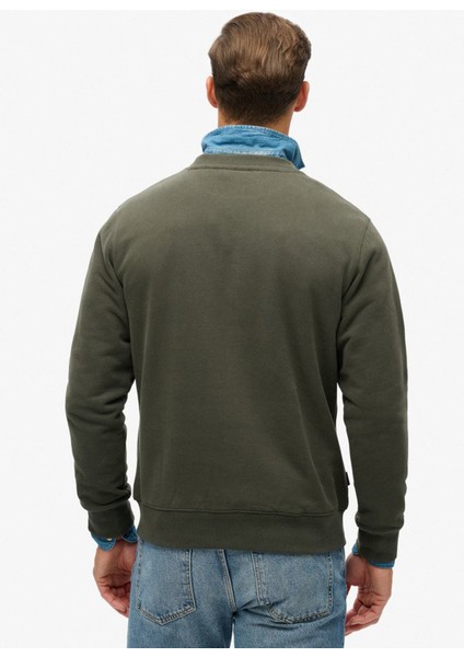 Bisiklet Yaka Koyu Yeşil Erkek Sweatshırt M2013751A3JZ_ESSENTIAL Logo Crew Sw fırsatları