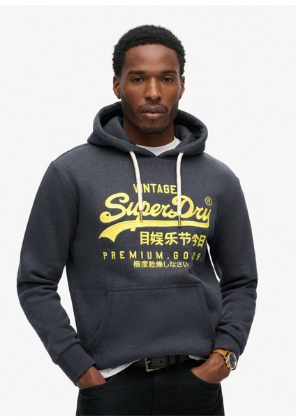 Kapüşon Yaka Lacivert Erkek Sweatshırt M2013704AAGT_NEON Vl Graphıc Hoodıe