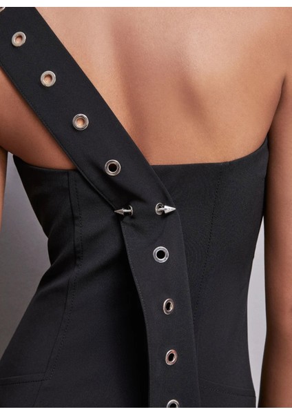 Straplez Yaka Siyah Uzun Kadın Elbise 8A1400 modelleri