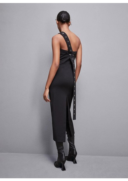 Straplez Yaka Siyah Uzun Kadın Elbise 8A1400 fırsatları