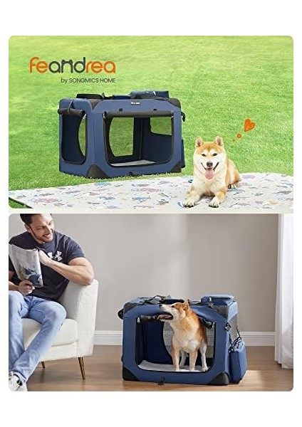 Köpek Kutusu, Araba Için Taşıma Kutusu, Köpek Taşıma Kutusu, Oxford Kumaştan Katlanabilir Kedi Kutusu, L, 70 x 52 cm