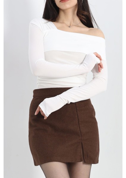 Tek Omuz Sandy Bluz Beyaz - 20851.1892. indirimleri