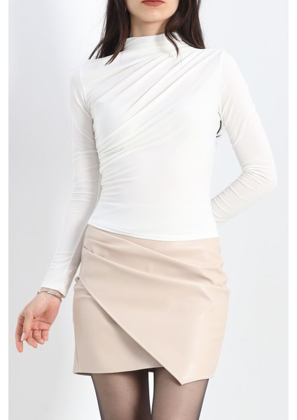 Drape Detaylı Bluz Beyaz - 20552.1595.