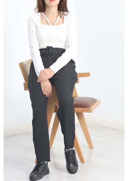 Kemerli Kumaş Pantolon Siyah - 20369.1397. fiyatları