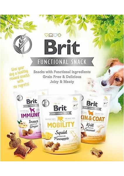 Brit Care Functional Snack, Parazit Önlemek Için, Tahılsız, Somon Balıklı ve Papatyalı, Fonksiyonel Yetişkin Köpek Ödülü, 150 G