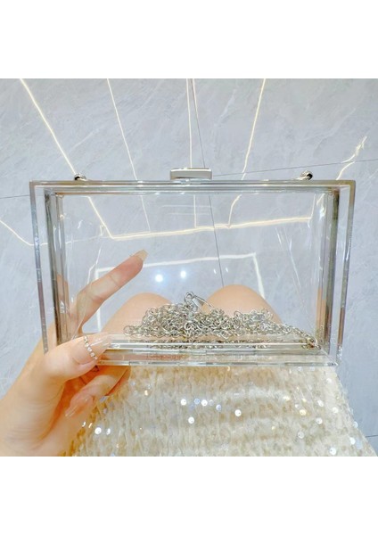 Kadın Akrilik Şeffaf Çanta Tek Omuz Çapraz Askı Zincir Çanta-1 (Yurt Dışından) fiyatları