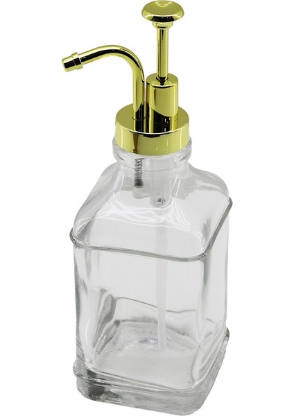 Kare Cam Şişe - Şeffaf Sıvı Sabunluk 500 ml Pompa - Musluk Ayrık Model Başlı (4835)