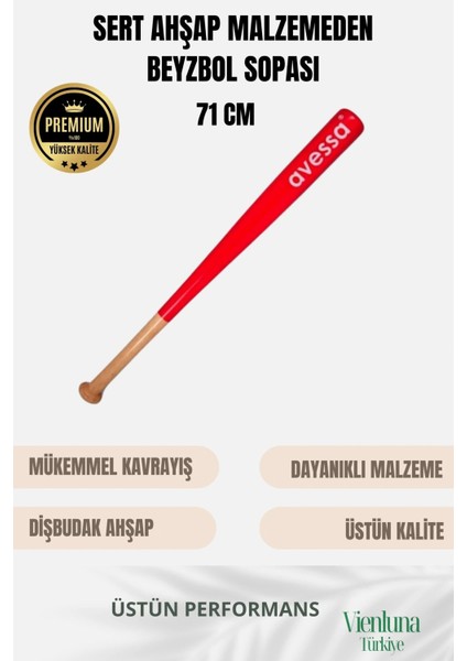 Premium Kalite Mükemmel Kavrayışlı Kırılmaz Ultra Dayanıklı Ahşap 28" Baseball Beyzbol Sopası 71 cm