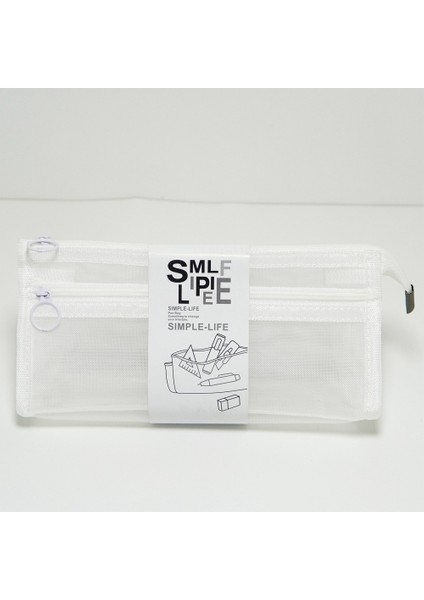 Kırtasiye Depolama Için Şeffaf Çift Katmanlı File Kalem Kutusu, Geniş Kapasiteli Öğrenci Sınavına Özel Yüksek Görünümlü ve Leke Tutmaz Kalem Kutusu (Yurt Dışından)