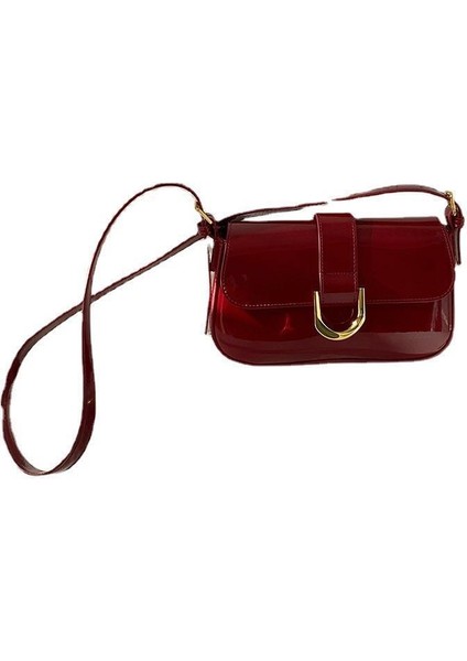 Kadınlar Için Üst Düzey Çanta, Retro Bordo At Nalı Tokası Moda El Koltuk Altı Çantası, Omuz Crossbody Çantası (Yurt Dışından)