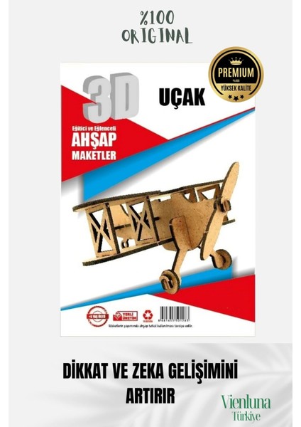 Yeni Sezon Eğitici Öğretici 3 Boyut Ahşap Puzzle Zeka Geliştirici Boyanabilir Oyun Maket Uçak