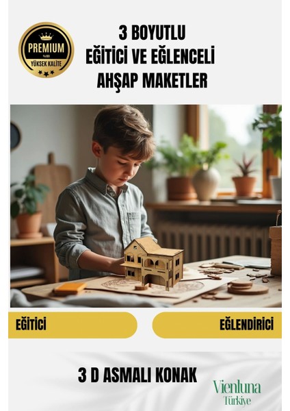 Yeni Sezon Eğitici Öğretici 3 Boyut Ahşap Zeka Geliştirici Boyanabilir Oyun Maket Asmalı Konak