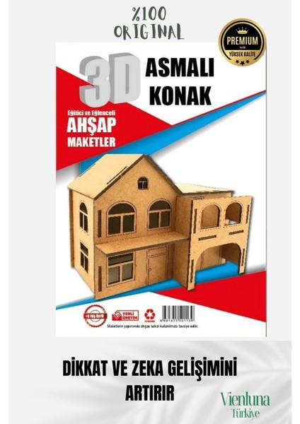 Yeni Sezon Eğitici Öğretici 3 Boyut Ahşap Zeka Geliştirici Boyanabilir Oyun Maket Asmalı Konak