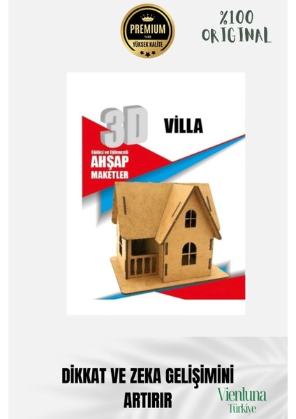 Yeni Sezon Eğitici Öğretici 3 Boyut Ahşap Puzzle Zeka Geliştirici Boyanabilir Oyun Maket Villa