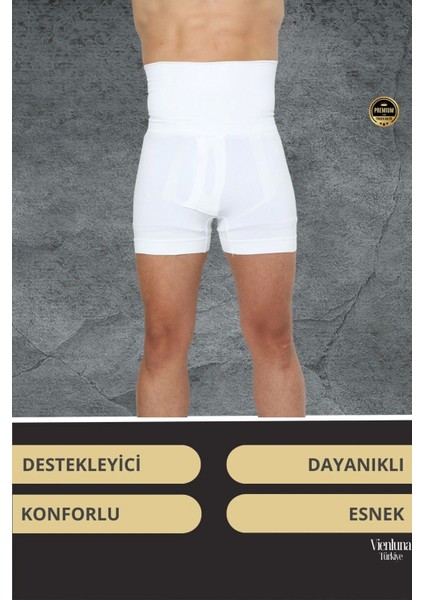 Deluxe Seri Toparlayıcı Basen Bel Göbek Düzleştirici Erkek Duble Boxer Korse