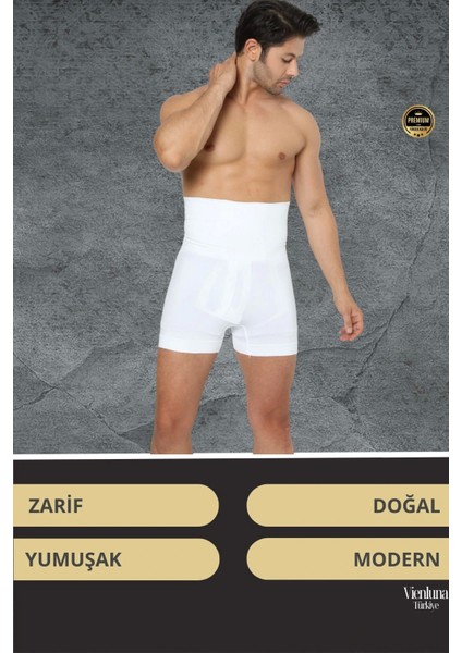 Deluxe Seri Toparlayıcı Basen Bel Göbek Düzleştirici Erkek Duble Boxer Korse