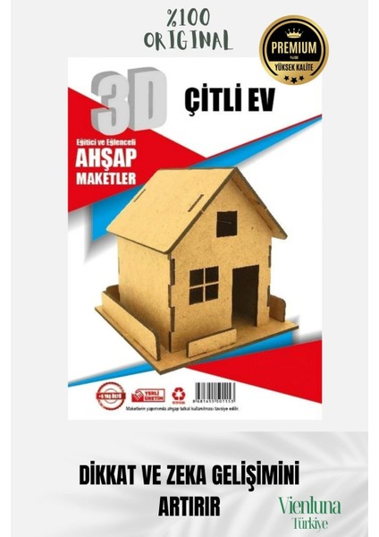 Yeni Sezon Eğitici Öğretici 3 Boyut Ahşap Puzzle Zeka Geliştirici Boyanabilir Oyun Maket Çitli Ev