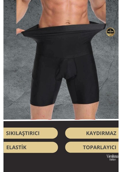 Deluxe Seri Toparlayıcı Basen Bel Göbek Düzleştirici Erkek Duble Boxer Korse