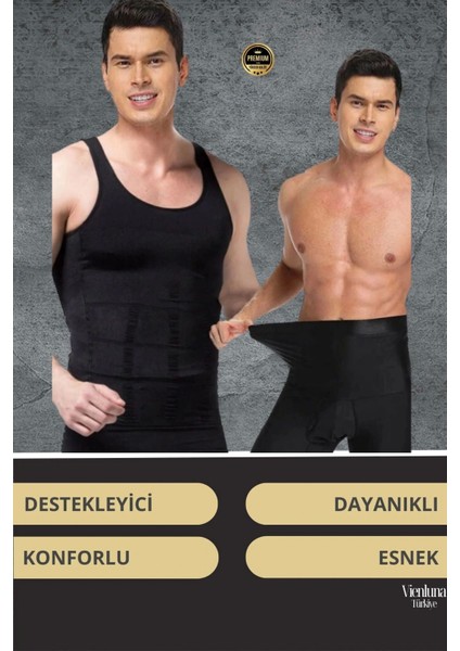 Deluxe Seri Toparlayıcı Basen Bel Göbek Düzleştirici Erkek Duble Boxer Korse