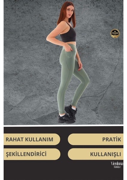 Yeni Sezon Yüksek Bel Sıkı Dokuma Tayt Cepli Iç Göstermez Yoga Fitness Gym Training Antrenman Taytı