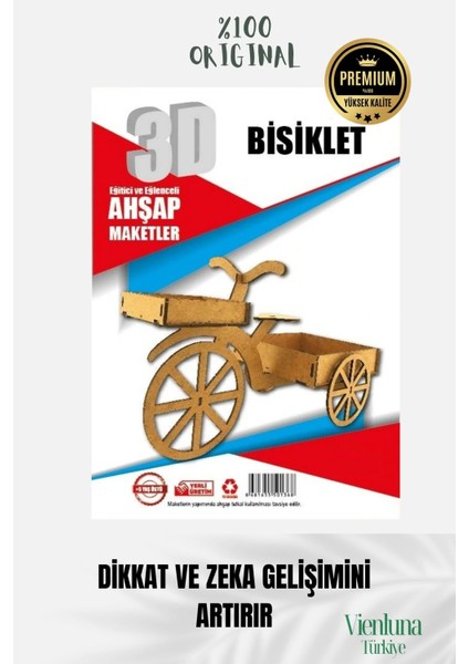 Yeni Sezon Eğitici Öğretici 3 Boyut Ahşap Puzzle Zeka Geliştirici Boyanabilir Oyun Maket Bisiklet