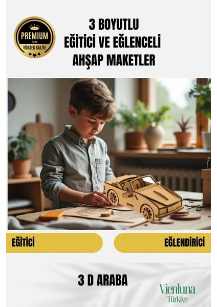 Yeni Sezon Eğitici Öğretici 3 Boyut Ahşap Puzzle Zeka Geliştirici Boyanabilir Oyun Maket Araba