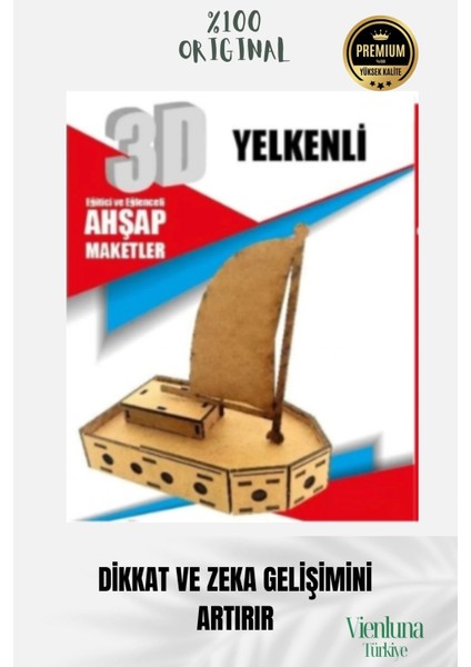 Yeni Sezon Eğitici Öğretici 3 Boyut Ahşap Puzzle Zeka Geliştirici Boyanabilir Oyun Maket Yelkenli