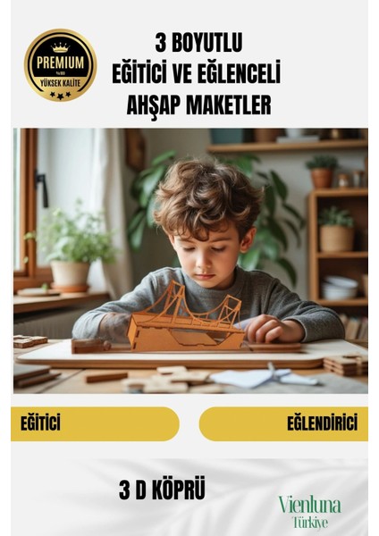 Yeni Sezon Eğitici Öğretici 3 Boyut Ahşap Puzzle Zeka Geliştirici Boyanabilir Oyun Maket Köprü