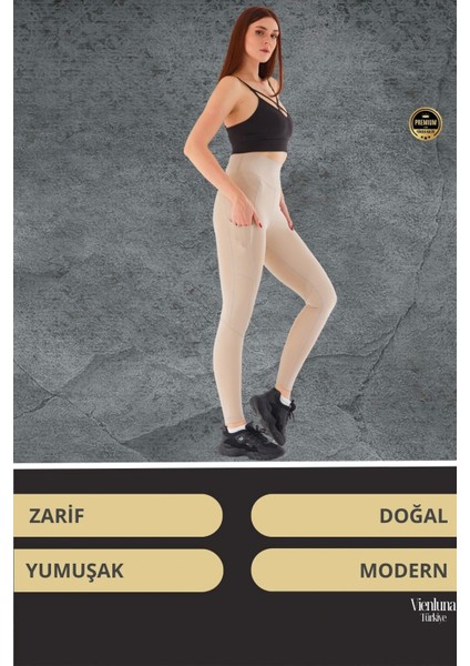 Yeni Sezon Yüksek Bel Sıkı Dokuma Tayt Cepli Iç Göstermez Yoga Fitness Spor Training Antrenman Taytı