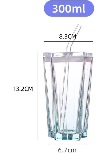 Beş Köşeli Yıldız Cam Renkli Gradyan Bardak, Yüksek Görünümlü Pipetli Bardak (Ikili Paket) (Yurt Dışından) fiyatları