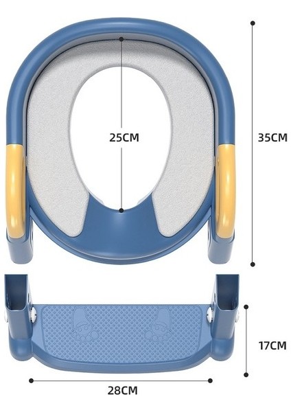 Çocuk Tuvalet Merdiveni Bebek Yardımcı Merdiven Katlanabilir Tuvalet Halkası (Pvc Ped) (Yurt Dışından)
