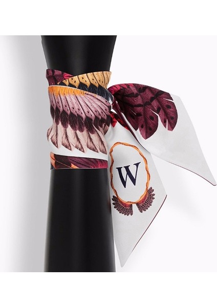 Kadın Tarot Harfli Küçük Eşarp, Genişlik: 6.2cm, Harf:W (Yurt Dışından)
