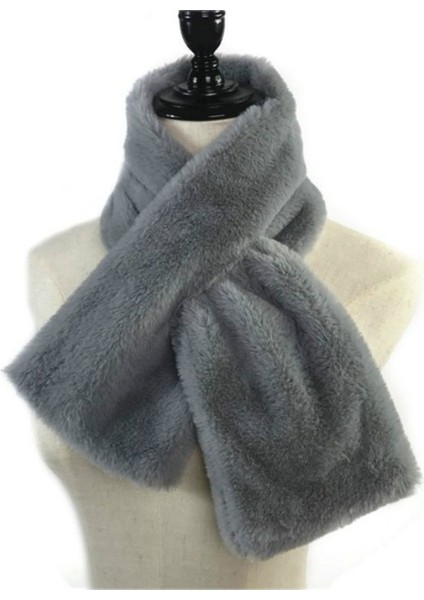 Kadınlar Kış Kalınlaşmak Peluş Sahte Tavşan Kürk Eşarp Düz Renk Isıtıcı Atkısı, Boyut: 96 X 15cmgrı (Yurt Dışından)