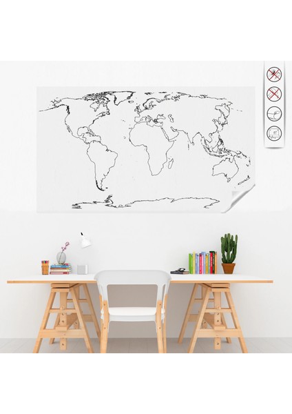 Statik Kağıt Dilsiz Dünya Haritası 56 cm x 114 cm 11