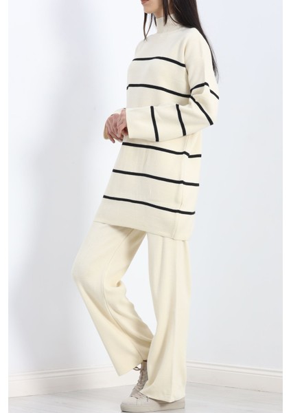 Çizgili Triko Ikili Takım Latteçizgili - 16648.1612. fiyatları