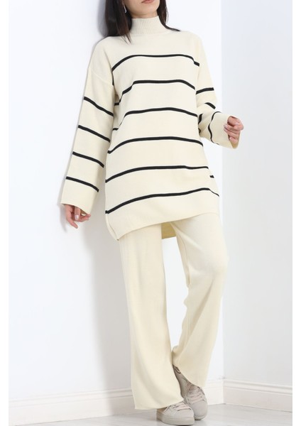 Çizgili Triko Ikili Takım Latteçizgili - 16648.1612. modelleri