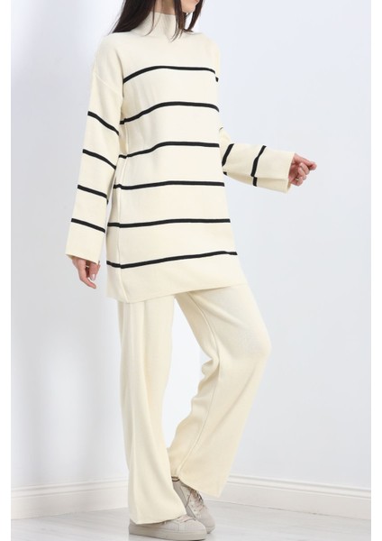 Çizgili Triko Ikili Takım Latteçizgili - 16648.1612. fırsatları