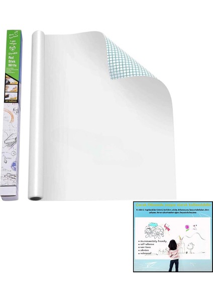 Yapışkanlı Beyaz Tahta Pvc Folyo Sticker - Kalem 60X200CM (4886)