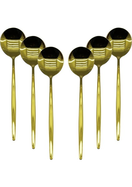 6 Pcs Gold Yemek Kaşık Seti