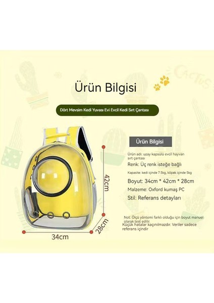 Uzay Kedi Çantası Evcil Hayvan Malzemeleri Dışarı Taşınabilir Omuz Sırt Çantası 6.5Kg Büyük Kapasiteli Evcil Hayvan Çantası (Yurt Dışından)